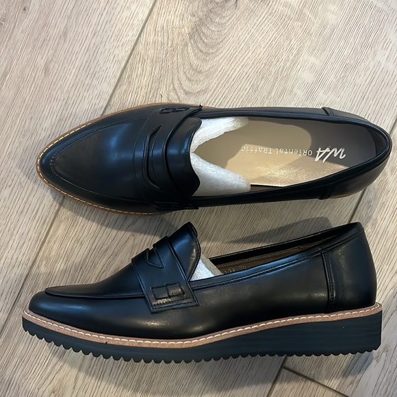 Women’s leather loafers - black flats - Picture 1 of 13